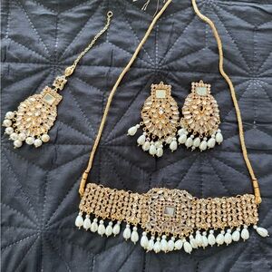 Indian Pakistani bridal wedding pearl jewelry set